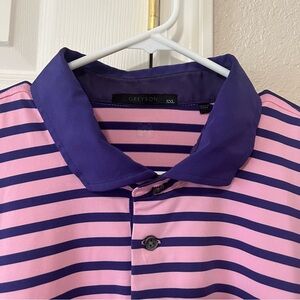 Greyson Pink and Purple Striped Polo Shirt - XXL